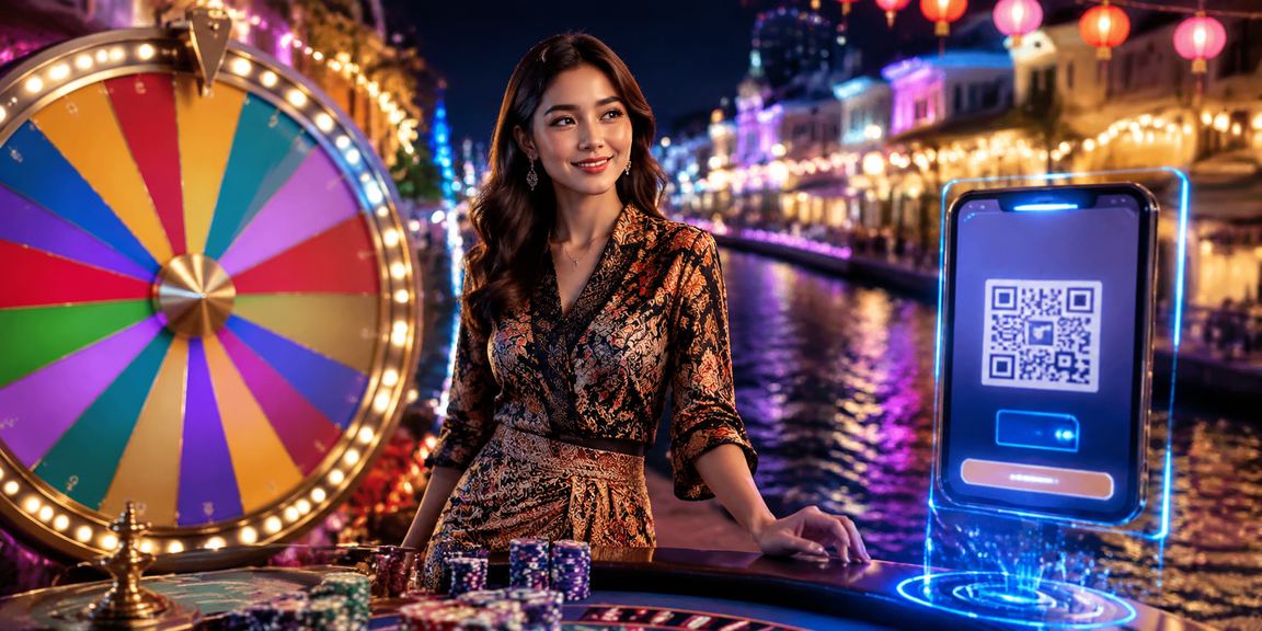 Suasana lucky draw bergaya Melayu Melaka menggambarkan budaya promosi dan peluang menang di platform hiburan